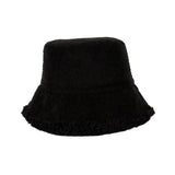 Maxbell Elegant Plush Bucket Hat Autumn Winter Hat for Backpacking Travel Parties Black