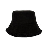 Maxbell Elegant Plush Bucket Hat Autumn Winter Hat for Backpacking Travel Parties Black