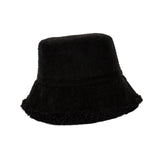 Maxbell Elegant Plush Bucket Hat Autumn Winter Hat for Backpacking Travel Parties Black