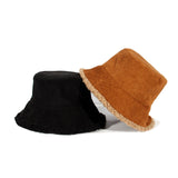 Maxbell Elegant Plush Bucket Hat Autumn Winter Hat for Backpacking Travel Parties Black