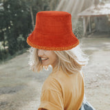 Maxbell Elegant Plush Bucket Hat Autumn Winter Hat for Backpacking Travel Parties Caramel Colour