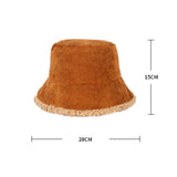 Maxbell Elegant Plush Bucket Hat Autumn Winter Hat for Backpacking Travel Parties Brown