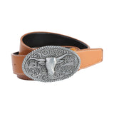 Maxbell Buckle Belts Mens Leather Belt Strap Western Belt for Father Birthday Gift Yellow
