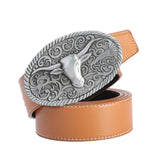 Maxbell Buckle Belts Mens Leather Belt Strap Western Belt for Father Birthday Gift Yellow