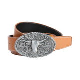 Maxbell Buckle Belts Mens Leather Belt Strap Western Belt for Father Birthday Gift Yellow