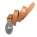 Maxbell Buckle Belts Mens Leather Belt Strap Western Belt for Father Birthday Gift Yellow