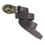 Maxbell Buckle Belt Floral Engraved Buckle Belt Waist Strap for Husband Boyfriend Brown
