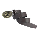 Maxbell Buckle Belt Floral Engraved Buckle Belt Waist Strap for Husband Boyfriend Brown