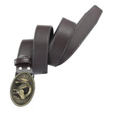 Maxbell Buckle Belt Floral Engraved Buckle Belt Waist Strap for Husband Boyfriend Brown