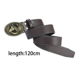 Maxbell Buckle Belt Floral Engraved Buckle Belt Waist Strap for Husband Boyfriend Brown