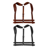 Maxbell PU Leather Punk Harness Women's Fashion Costume Body Waist Belt Steampunk Brown