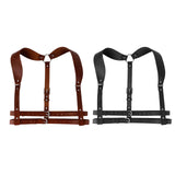Maxbell PU Leather Punk Harness Women's Fashion Costume Body Waist Belt Steampunk Brown