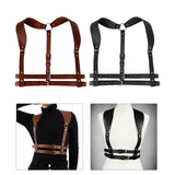 Maxbell PU Leather Punk Harness Women's Fashion Costume Body Waist Belt Steampunk Brown