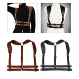 Maxbell PU Leather Punk Harness Women's Fashion Costume Body Waist Belt Steampunk Brown