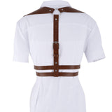 Maxbell PU Leather Punk Harness Women's Fashion Costume Body Waist Belt Steampunk Brown