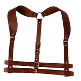 Maxbell PU Leather Punk Harness Women's Fashion Costume Body Waist Belt Steampunk Brown