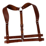 Maxbell PU Leather Punk Harness Women's Fashion Costume Body Waist Belt Steampunk Brown