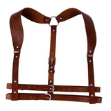 Maxbell PU Leather Punk Harness Women's Fashion Costume Body Waist Belt Steampunk Brown