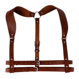Maxbell PU Leather Punk Harness Women's Fashion Costume Body Waist Belt Steampunk Brown