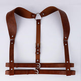 Maxbell PU Leather Punk Harness Women's Fashion Costume Body Waist Belt Steampunk Brown