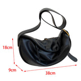 Maxbell Girls Dumpling Bun Shopping Bag Underarm Bags Purse Beach PU Shoulder Bag Black