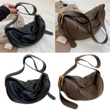 Maxbell Girls Dumpling Bun Shopping Bag Underarm Bags Purse Beach PU Shoulder Bag Black