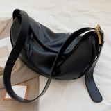 Maxbell Girls Dumpling Bun Shopping Bag Underarm Bags Purse Beach PU Shoulder Bag Black