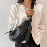 Maxbell Girls Dumpling Bun Shopping Bag Underarm Bags Purse Beach PU Shoulder Bag Black