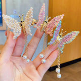 Maxbell Butterfly Hair Clips Bangs Clip Headpiece for Women Girls Wedding Jewelry violet