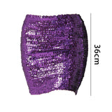 Maxbell Fashion Women Skirts Girl Mini Sequin Short Bling Wrap Skirt Streetwear violet