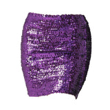 Maxbell Fashion Women Skirts Girl Mini Sequin Short Bling Wrap Skirt Streetwear violet