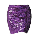 Maxbell Fashion Women Skirts Girl Mini Sequin Short Bling Wrap Skirt Streetwear violet