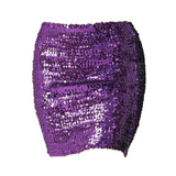 Maxbell Fashion Women Skirts Girl Mini Sequin Short Bling Wrap Skirt Streetwear violet