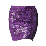 Maxbell Fashion Women Skirts Girl Mini Sequin Short Bling Wrap Skirt Streetwear violet