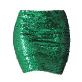 Maxbell Fashion Women Skirts Girl Mini Sequin Short Bling Wrap Skirt Streetwear green