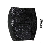 Maxbell Fashion Women Skirts Girl Mini Sequin Short Bling Wrap Skirt Streetwear black