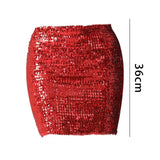 Maxbell Fashion Women Skirts Girl Mini Sequin Short Bling Wrap Skirt Streetwear red
