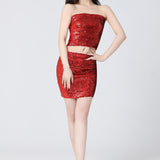Maxbell Fashion Women Skirts Girl Mini Sequin Short Bling Wrap Skirt Streetwear red