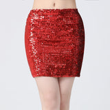 Maxbell Fashion Women Skirts Girl Mini Sequin Short Bling Wrap Skirt Streetwear red