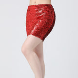 Maxbell Fashion Women Skirts Girl Mini Sequin Short Bling Wrap Skirt Streetwear red