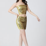 Maxbell Fashion Women Skirts Girl Mini Sequin Short Bling Wrap Skirt Streetwear Aureate