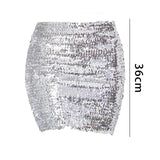 Maxbell Fashion Women Skirts Girl Mini Sequin Short Bling Wrap Skirt Streetwear Argent