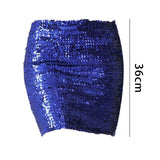 Maxbell Fashion Women Skirts Girl Mini Sequin Short Bling Wrap Skirt Streetwear dark blue