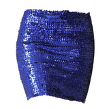 Maxbell Fashion Women Skirts Girl Mini Sequin Short Bling Wrap Skirt Streetwear dark blue