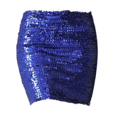 Maxbell Fashion Women Skirts Girl Mini Sequin Short Bling Wrap Skirt Streetwear dark blue