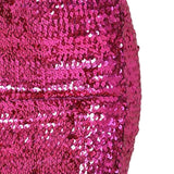 Maxbell Fashion Women Skirts Girl Mini Sequin Short Bling Wrap Skirt Streetwear rose red
