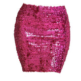 Maxbell Fashion Women Skirts Girl Mini Sequin Short Bling Wrap Skirt Streetwear rose red