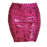Maxbell Fashion Women Skirts Girl Mini Sequin Short Bling Wrap Skirt Streetwear rose red