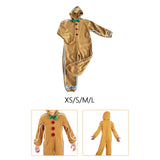 Maxbell Christmas Outfit Child Gingerbread Man Costume for Pretend Play Holiday XS