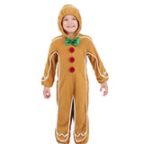 Maxbell Christmas Outfit Child Gingerbread Man Costume for Pretend Play Holiday XS